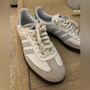 Light Blue Adidas Sambas - Like New Condition